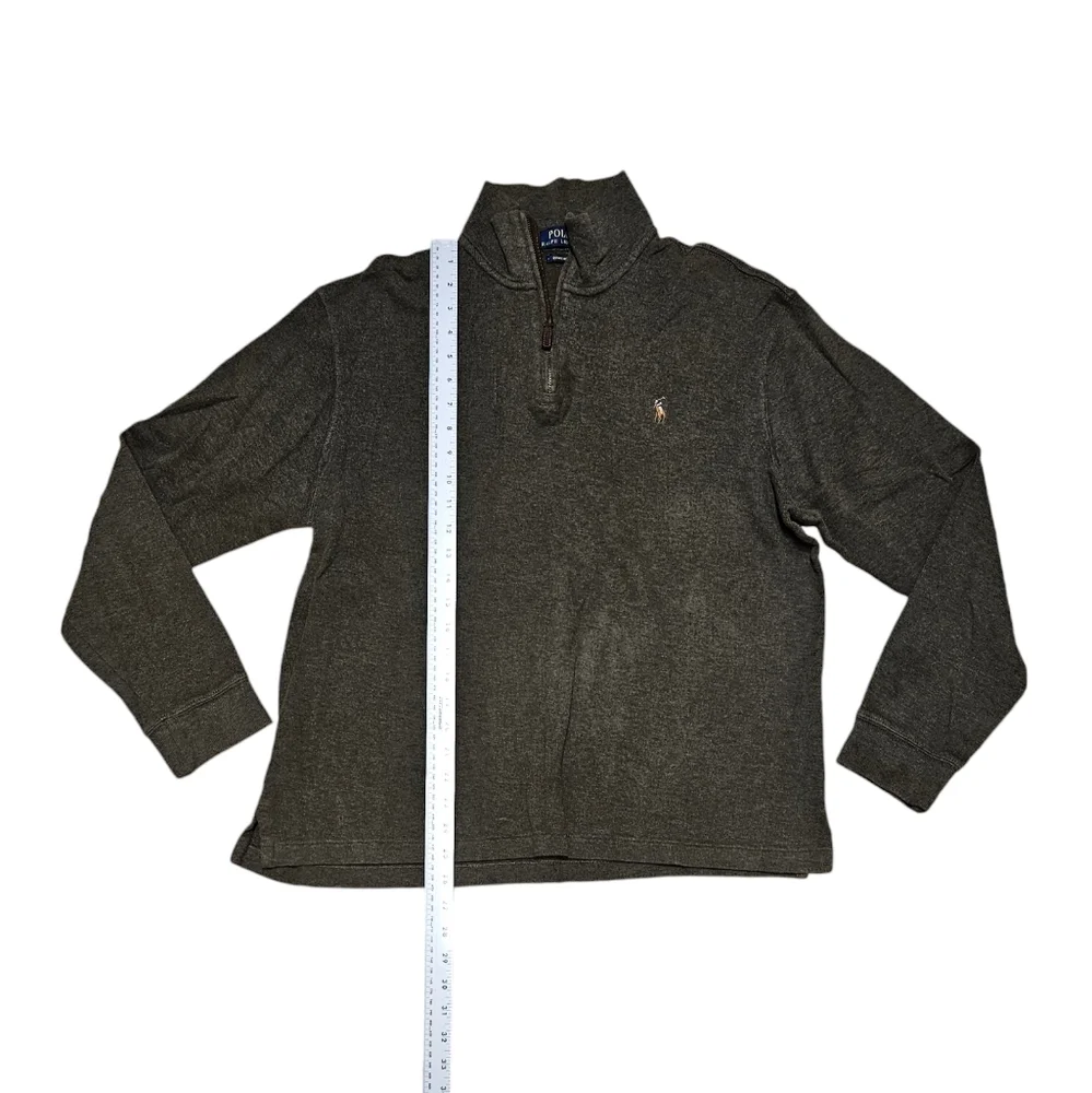 Ralph Lauren 1/4 Zip Pullover Sweater Mens Size Large Estate Rib Army Green - Picture 3 of 5